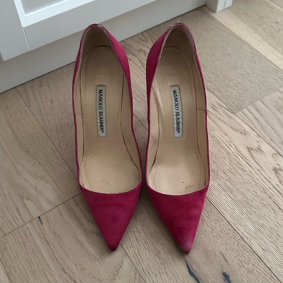 Manolo Blahnik BB 100mm Fuschia Hot Pink Pumps sz 35.5 - Picture 2 of 5
